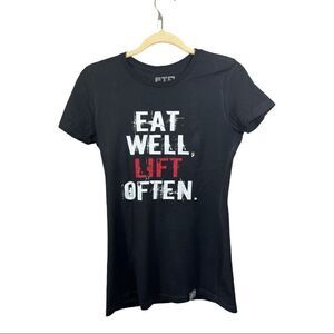FTD APPAREL Women’s Eat Well Lift Often Cotton Tee Shirt Black Size Medium